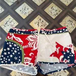 Roxy Red and White Star Print Swim Shorts